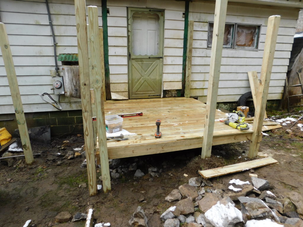 Handicap ramp under construction for Jimmy in McDowell County, WV, supported by Big Creek People in Action.