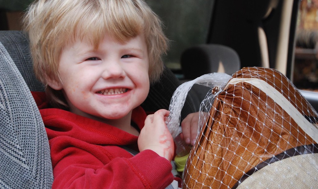 Little boy with holiday meal in Appalachia