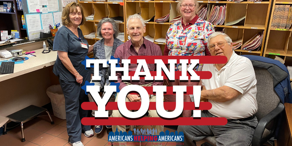 Americans Helping Americans staff smiling with thank-you message to supporters for helping Appalachian families.