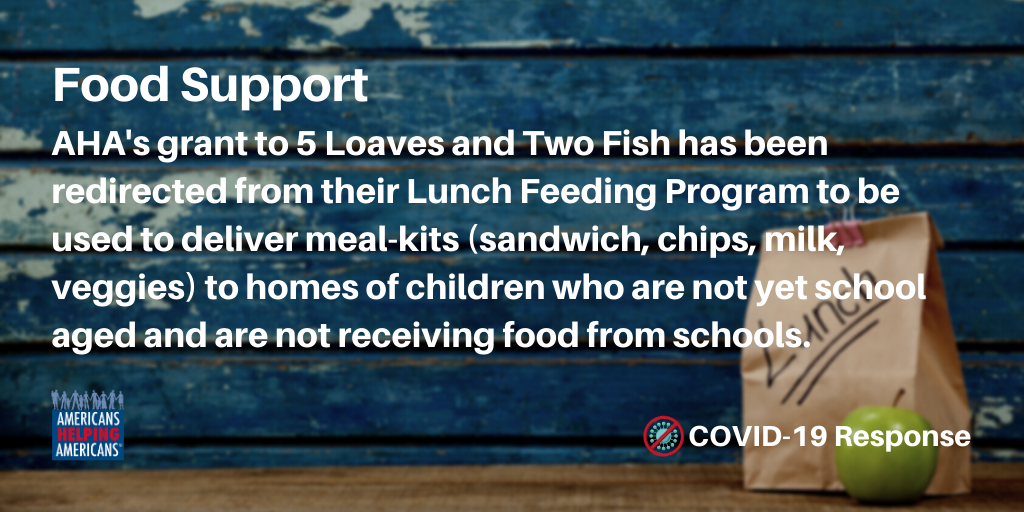 AHA supports food delivery for young children during COVID-19 through 5 Loaves and Two Fishes