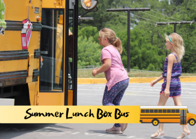 Summer Lunch Box Bus program banner by Americans Helping Americans providing meals to children in Appalachia.